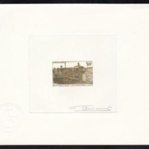 Central Africa 105 Artist Die Proof in Olive, Buldozer, Farming