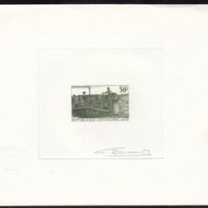 Central Africa 105 Artist Die Proof in Green, Buldozer, Farming