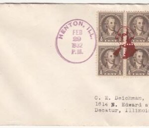 US IIinois, Henton 704 Fancy Cancel Cover, George Washington