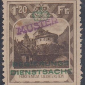 Liechtenstein O8 Overprint Specimen (Muster) - No Gum - Faults