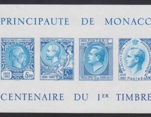 Monaco 1500 VF NH Imperf 1985 Stamp Centenaire S/S cv $530