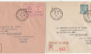 French Area - St. Nazaire Set of 2  Registered Covers with Postage Paid Labels