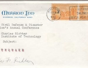 US 997 on Cover Signed by Dr. Charles F. Richter, Creater of Richter Scale