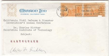 INV-17944itExt_5ab00c5d-9e99-4855-9bc4-80e1317293d0 US 997 on Cover Signed by Dr. Charles F. Richter, Creater of Richter Scale