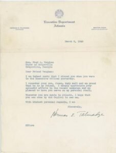 US 1949 Autographed Letter from Governor Herman Talmadge