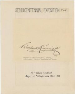 US c1926 Cut Signature of Mayor of Philly, W. Freeland Kendrik (627)