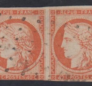 France 7F Type II Pair with Retouched "4" Used - PFC, cv $42,000
