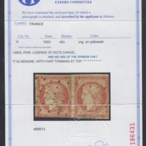 France 7F Type II Pair with Retouched "4" Used - PFC, cv $42,000