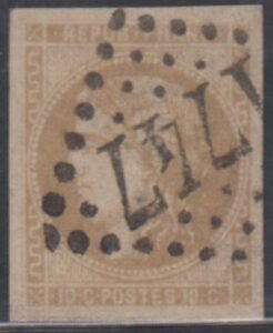 France 42 var XF Used Rare Shade - Greenish Bistve Report II Calves Cert. Repaired Thin cv $780
