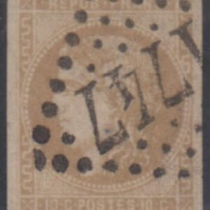 France 42 var XF Used Rare Shade - Greenish Bistve Report II Calves Cert. Repaired Thin cv $780