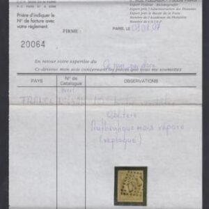 France 42 var XF Used Rare Shade - Greenish Bistve Report II Calves Cert. Repaired Thin cv $780