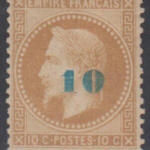 France 49a F - VF Mint Hinged Pale Blue Surcharge, Fresh Color + Gum. Calves Cert. cv $1,900