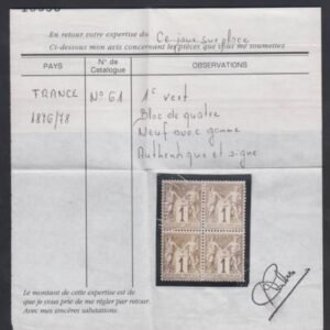 France 64 VF Hinged Calves Cert cv $725