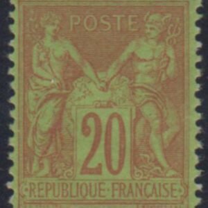France 98a VF - XF Mint LH Red on Deep Green cv $72.50