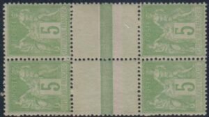 France 104/5 VF - XF Mint NH Pristine Gutterblock Type II on Top, Type I on Bottom