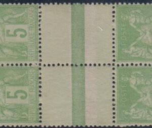 France 104/5 VF - XF Mint NH Pristine Gutterblock Type II on Top, Type I on Bottom