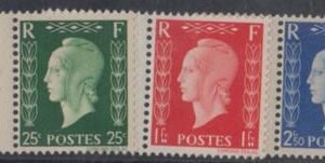 France 504 Unissued F - VF Mint NH RF Postes set of 3; cv $100