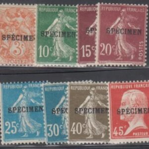 France 1925 Specimen Overprint Maury 64, 72-6, 78, 81 F - VF Mint LH Group of 8 Diff cv $195