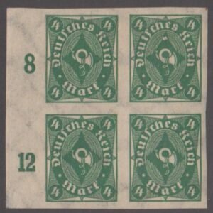 Germany 187a Mint NH Imperf Margin Block cv $300
