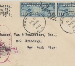 US / Puerto Rico 1940 C7 pair Commercial Cover to NY with 3c Semi Off. Air