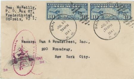 INV-18092itExt_3319a5d8-2b14-4a55-8fa9-7ae40a210fb7 US / Puerto Rico 1940 C7 pair Commercial Cover to NY with 3c Semi Off. Air