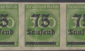 Germany 250a F - VF Mint NH Imperf Strip of 3 cv $375