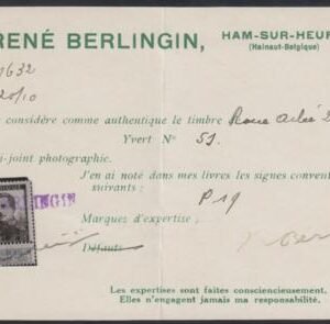 Belgium Q54 Ave - F Mint LH Signed, 2 Certs cv $275