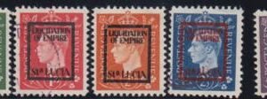 WWII Propaganda Stamps Mi 9IVb-10, 12-14IVb, F - VF + Mint + Used, NGAI St. Lucia cv $840