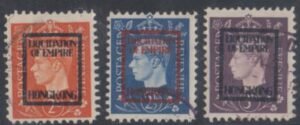 WWII Propaganda Stamps Mi 12-14IVh F - VF Used Liquidation of Empire - Hong Kong Only 400 Exist cv $410