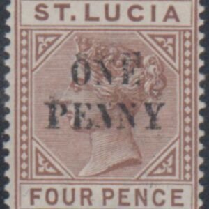 St. Lucia 42b-d, VF Mint LH Double Surcharge + Thick First "N" - Appears NH cv $600
