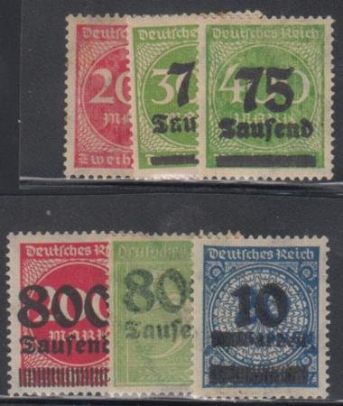 INV-18183itExt Germany Mint H/LH 6 Different Inflation Offset + Overprint Varieties