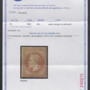 France 35 Ave - Fine Mint Regummed MF PFC cv $185.00
