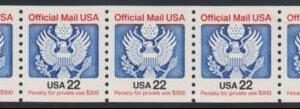 US O136 Officials XF LH Dull Gum Strip of 5