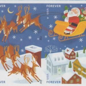 US 4712-15c Modern Imperf Santa/Reindeer Block of 4