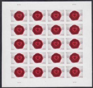 US 4741a Modern Imperf Love-Sealing Wax Sheet