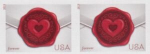 US 4741a Modern Imperf Love-Sealing Wax Pair