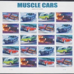 US 4743-7b Modern Imperf Muscle Cars V.Strip of 5 Sheet