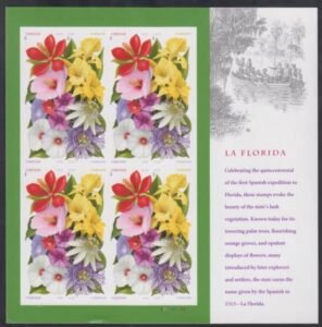US 4750-53b Modern Imperf La Floria Flowers Bk Sheet