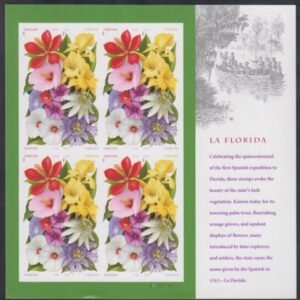 US 4750-53b Modern Imperf La Floria Flowers Bk Sheet