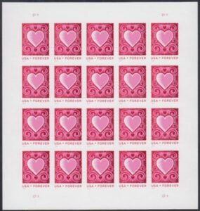US 4847a Modern Imperf Heart Sheet