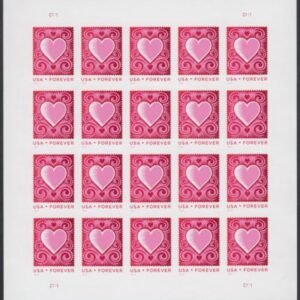 US 4847a Modern Imperf Heart Sheet