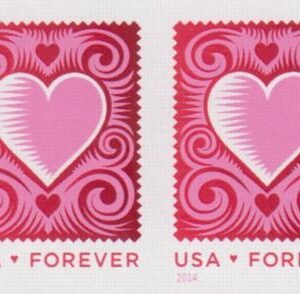 US 4847a Modern Imperf Heart Pair