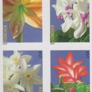 US 4862-65c Modern Imperf  Xmas Flowers Block of 4