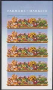 US 4912-15b Modern Imperf Farmers Market H-Strip of 4 Sheet