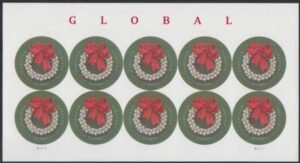 US 4936a Modern Imperf Silver Bells Wreath Sheet
