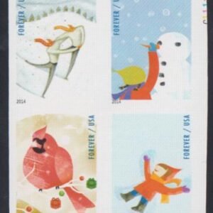 US 4937-40c Modern Imperf Winter Fun Block of 4
