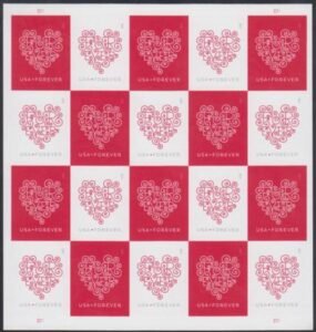 US 4955-6b Modern Imperf Love Stencil Sheet