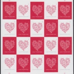 US 4955-6b Modern Imperf Love Stencil Sheet