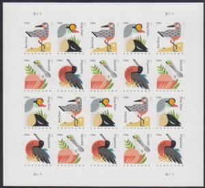 US 4991-94b Modern Imperf Coastal Birds Sheet