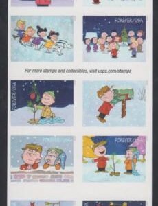 US 5021-30c Modern Imperf Peanuts Xmas Pane of 8 + 2